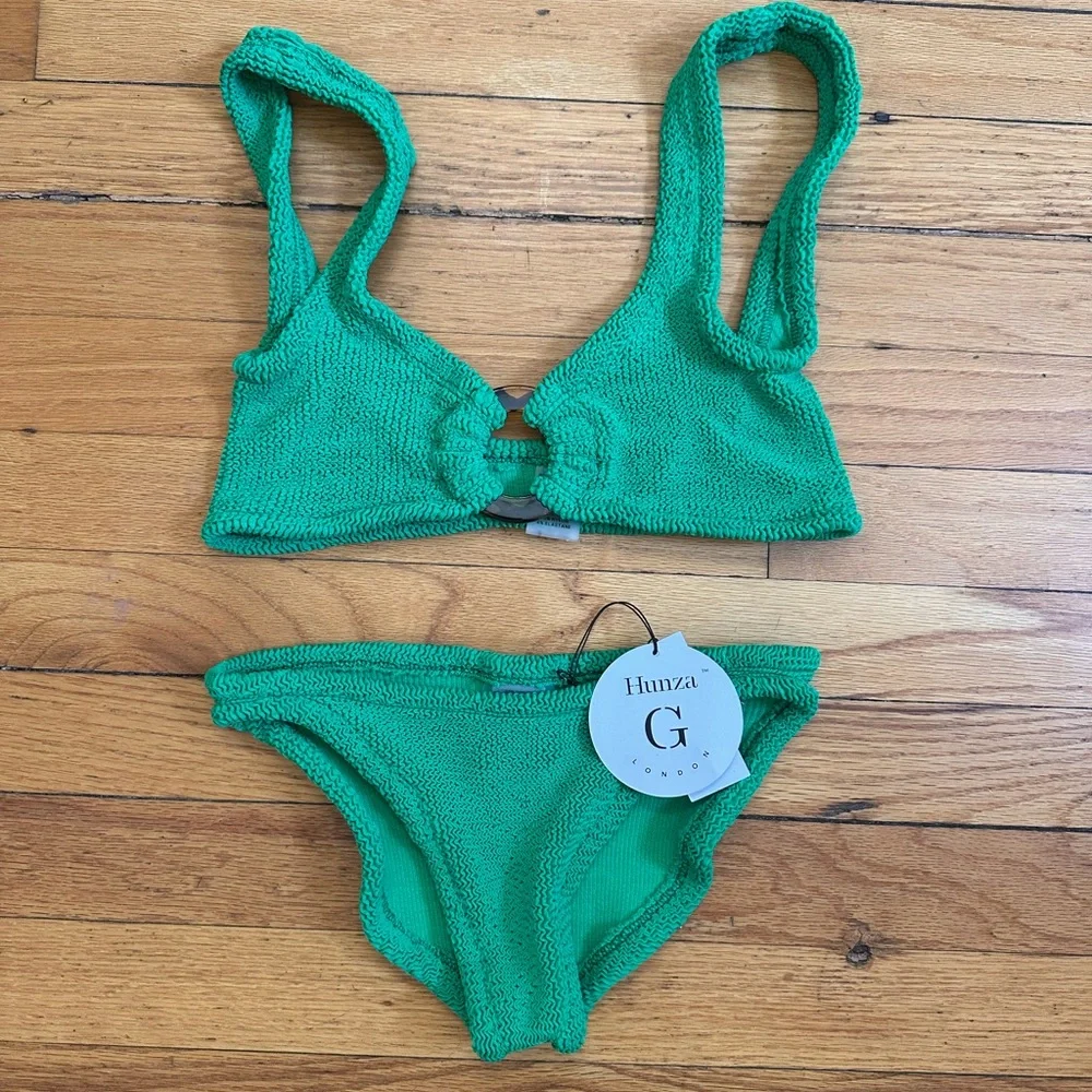 Hunza G Green Textured Bikini Set - Women's Swim